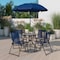 Flash Furniture 6 PC Navy Umbrella Table Set with Folding Chairs GM-202012-NV-GG - alternate 1